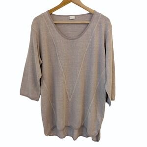 Poetry Knit Tunic Sweater 14 Hemp Organic Cotton Silk Trim Lagenlook Relaxed